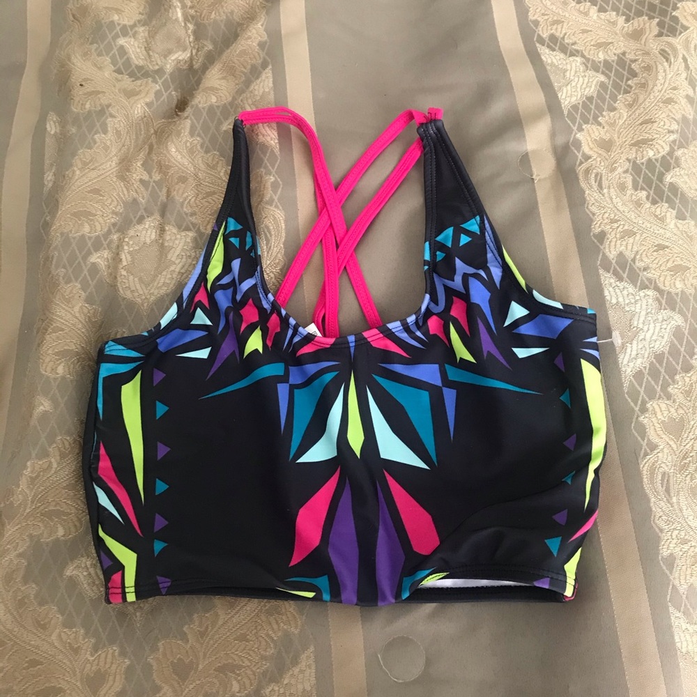 New limeapple padded cropped tankini